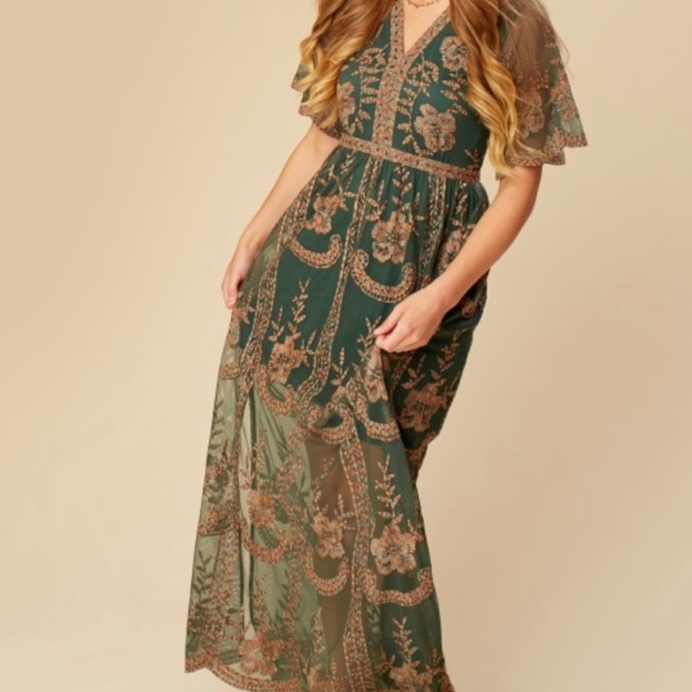 Altar’d State Green Lace Dress